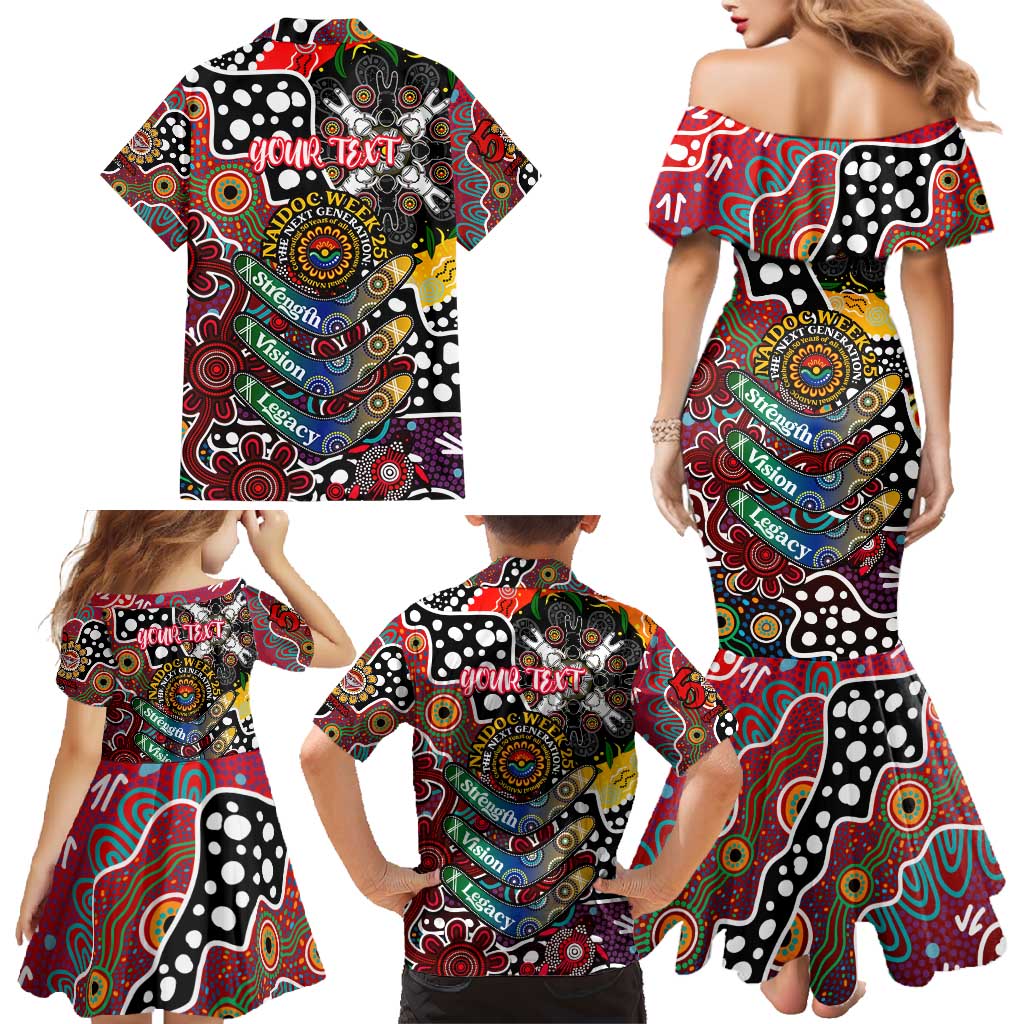 Personalised Bombers AFL Celebrating 50 Years of Naidoc Family Matching Mermaid Dress and Hawaiian Shirt NAIDOC Week 2025 Aboriginal