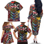 Personalised Bombers AFL Celebrating 50 Years of Naidoc Family Matching Off The Shoulder Long Sleeve Dress and Hawaiian Shirt NAIDOC Week 2025 Aboriginal