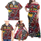 Personalised Bombers AFL Celebrating 50 Years of Naidoc Family Matching Off Shoulder Maxi Dress and Hawaiian Shirt NAIDOC Week 2025 Aboriginal