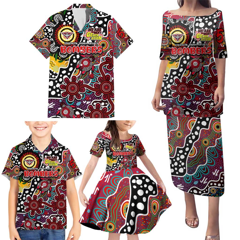 Personalised Bombers AFL Celebrating 50 Years of Naidoc Family Matching Puletasi and Hawaiian Shirt NAIDOC Week 2025 Aboriginal