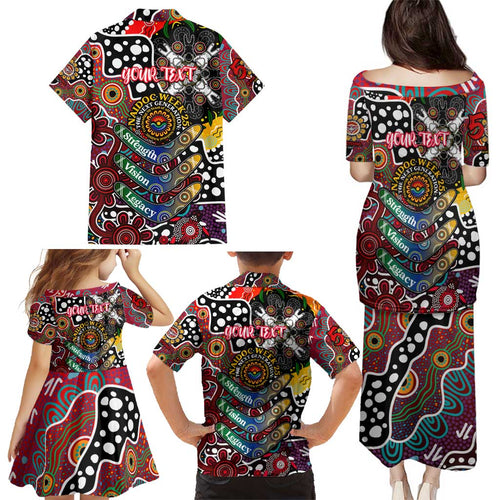 Personalised Bombers AFL Celebrating 50 Years of Naidoc Family Matching Puletasi and Hawaiian Shirt NAIDOC Week 2025 Aboriginal