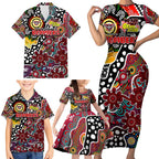 Personalised Bombers AFL Celebrating 50 Years of Naidoc Family Matching Short Sleeve Bodycon Dress and Hawaiian Shirt NAIDOC Week 2025 Aboriginal