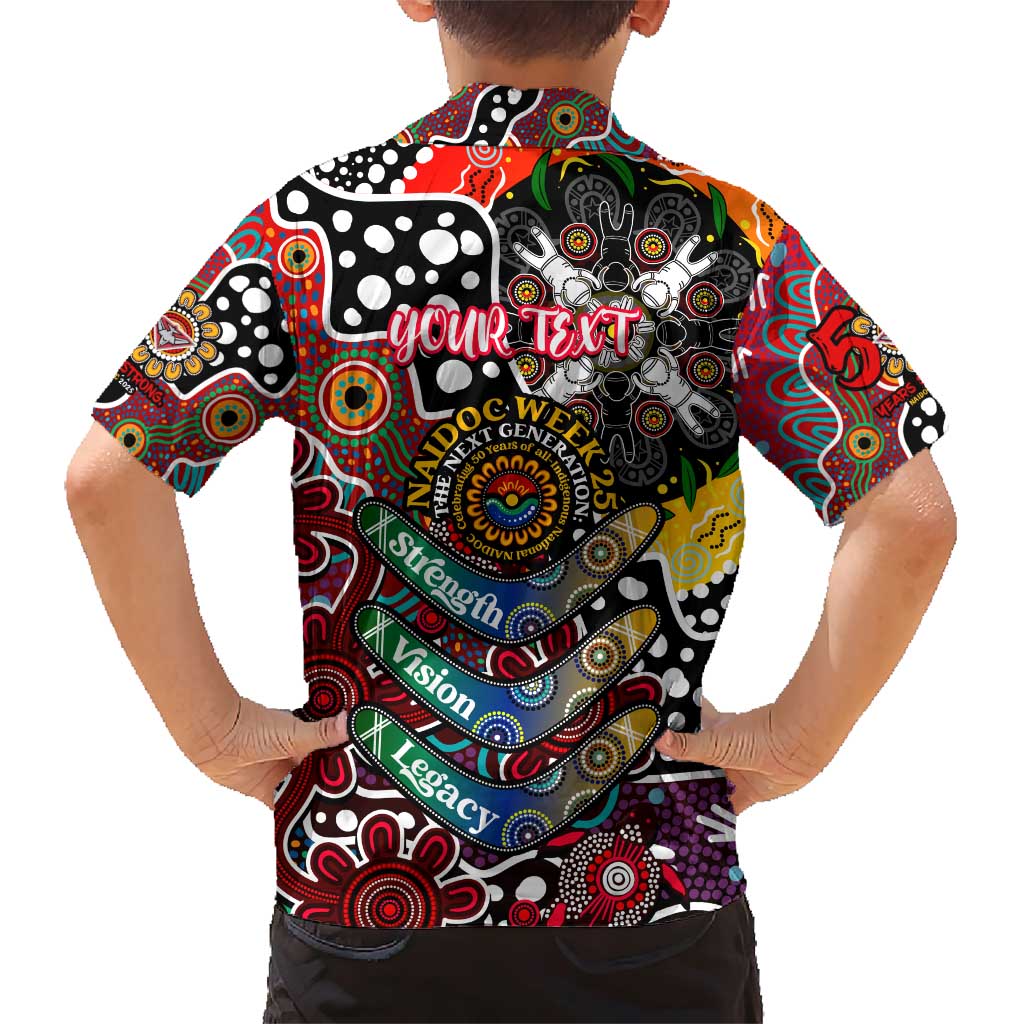 Personalised Bombers AFL Celebrating 50 Years of Naidoc Family Matching Short Sleeve Bodycon Dress and Hawaiian Shirt NAIDOC Week 2025 Aboriginal