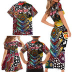 Personalised Bombers AFL Celebrating 50 Years of Naidoc Family Matching Short Sleeve Bodycon Dress and Hawaiian Shirt NAIDOC Week 2025 Aboriginal