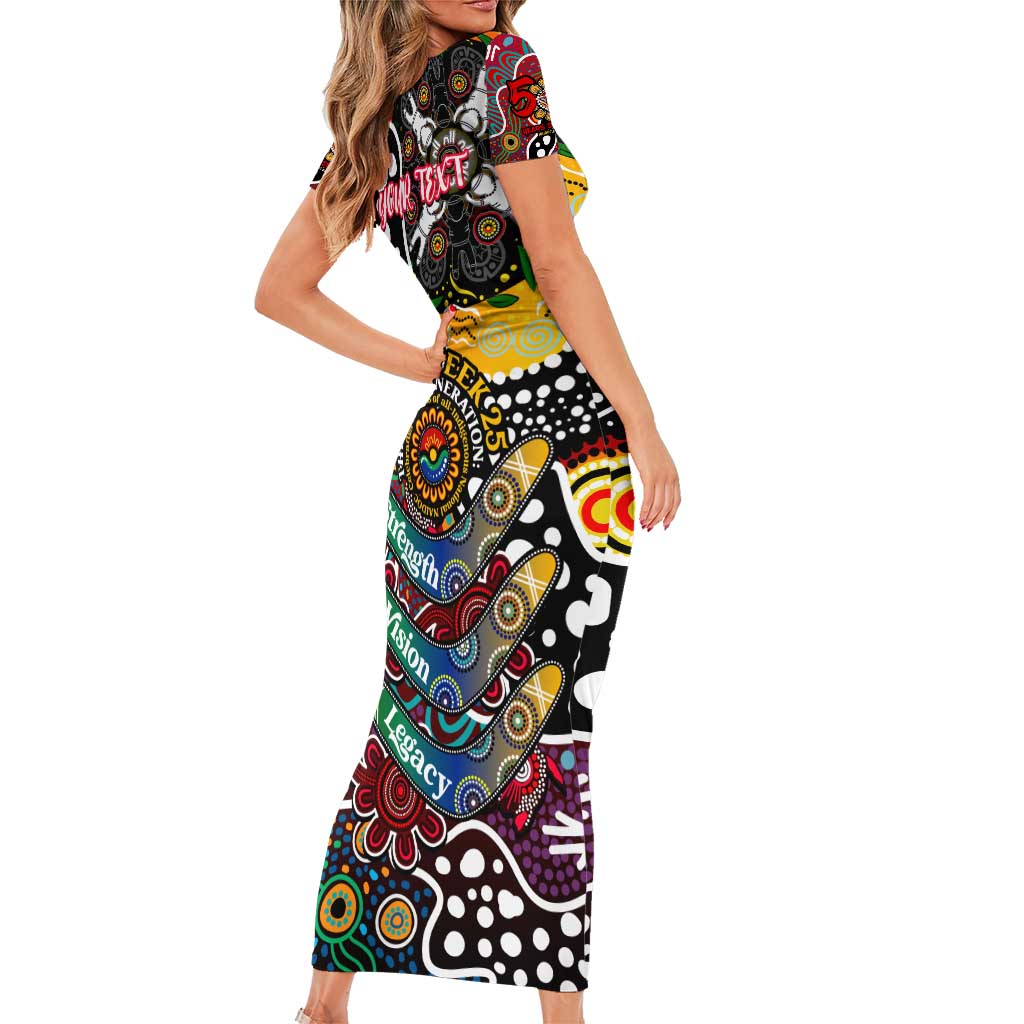 Personalised Bombers AFL Celebrating 50 Years of Naidoc Family Matching Short Sleeve Bodycon Dress and Hawaiian Shirt NAIDOC Week 2025 Aboriginal