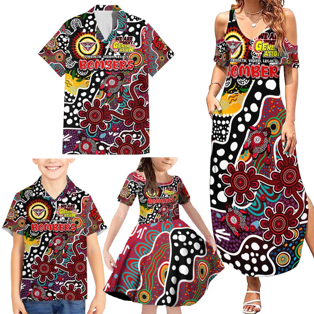 Personalised Bombers AFL Celebrating 50 Years of Naidoc Family Matching Summer Maxi Dress and Hawaiian Shirt NAIDOC Week 2025 Aboriginal