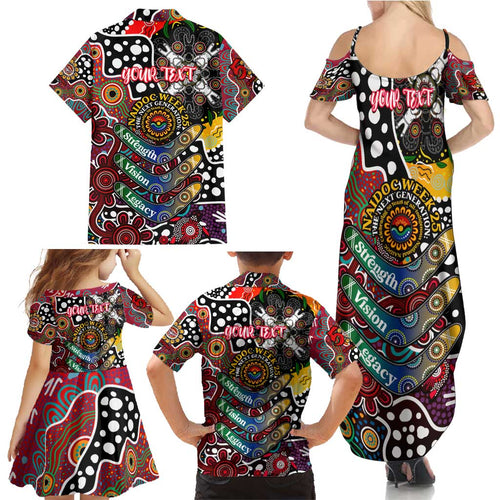 Personalised Bombers AFL Celebrating 50 Years of Naidoc Family Matching Summer Maxi Dress and Hawaiian Shirt NAIDOC Week 2025 Aboriginal