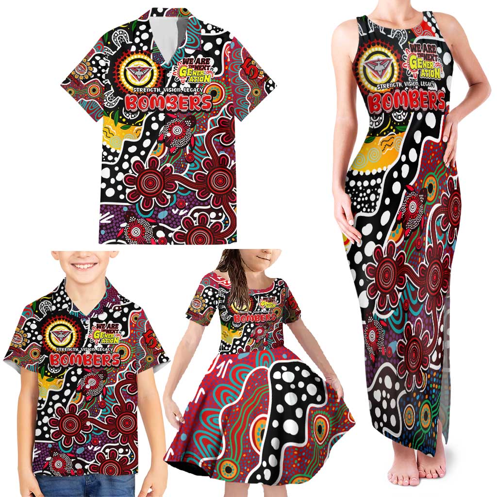 Personalised Bombers AFL Celebrating 50 Years of Naidoc Family Matching Tank Maxi Dress and Hawaiian Shirt NAIDOC Week 2025 Aboriginal
