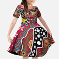 Personalised Bombers AFL Celebrating 50 Years of Naidoc Kid Short Sleeve Dress NAIDOC Week 2025 Aboriginal