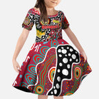 Personalised Bombers AFL Celebrating 50 Years of Naidoc Kid Short Sleeve Dress NAIDOC Week 2025 Aboriginal