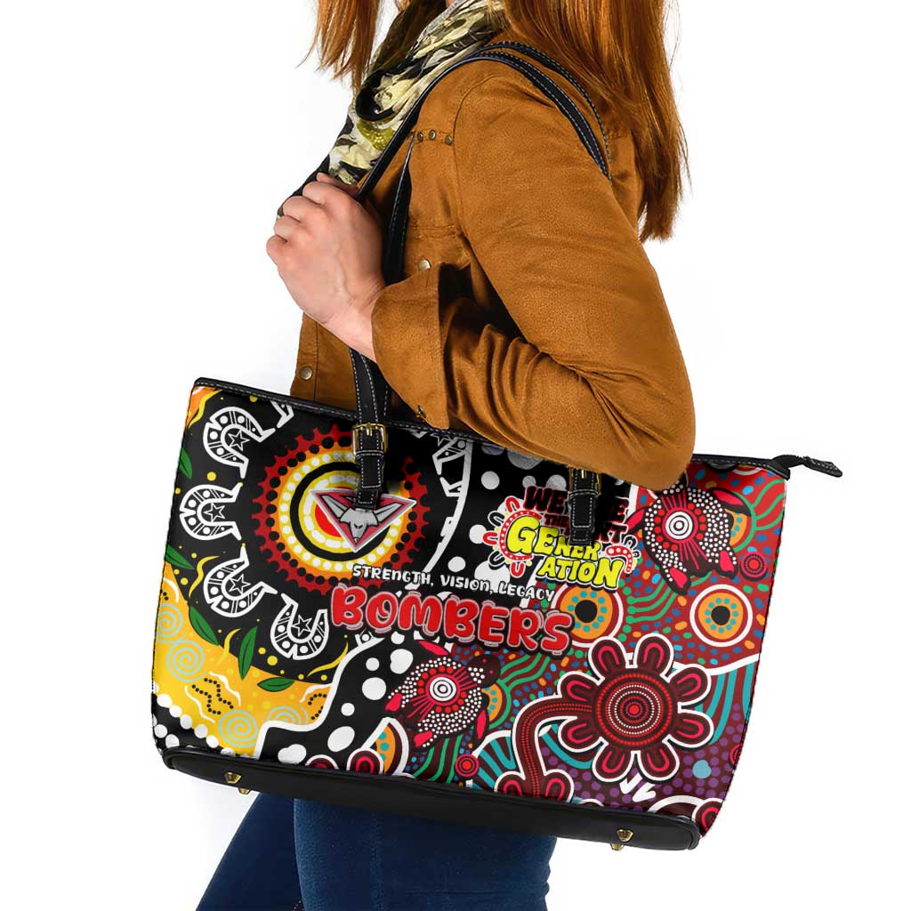 Bombers AFL Celebrating 50 Years of Naidoc Leather Tote Bag NAIDOC Week 2025 Aboriginal