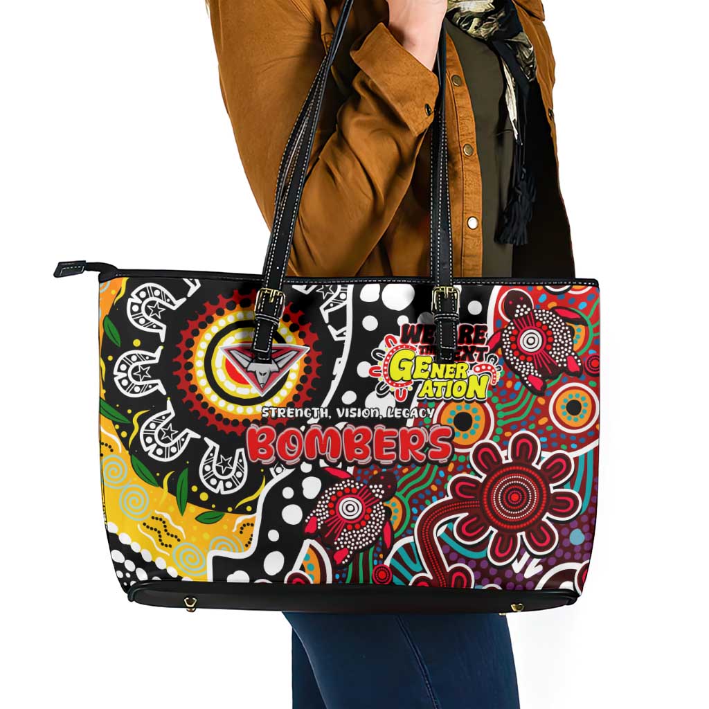 Bombers AFL Celebrating 50 Years of Naidoc Leather Tote Bag NAIDOC Week 2025 Aboriginal