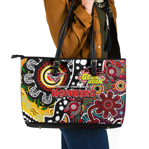 Bombers AFL Celebrating 50 Years of Naidoc Leather Tote Bag NAIDOC Week 2025 Aboriginal