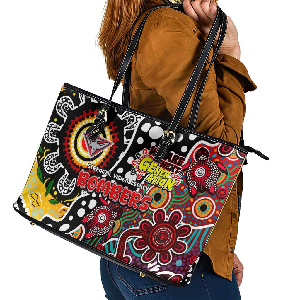 Bombers AFL Celebrating 50 Years of Naidoc Leather Tote Bag NAIDOC Week 2025 Aboriginal