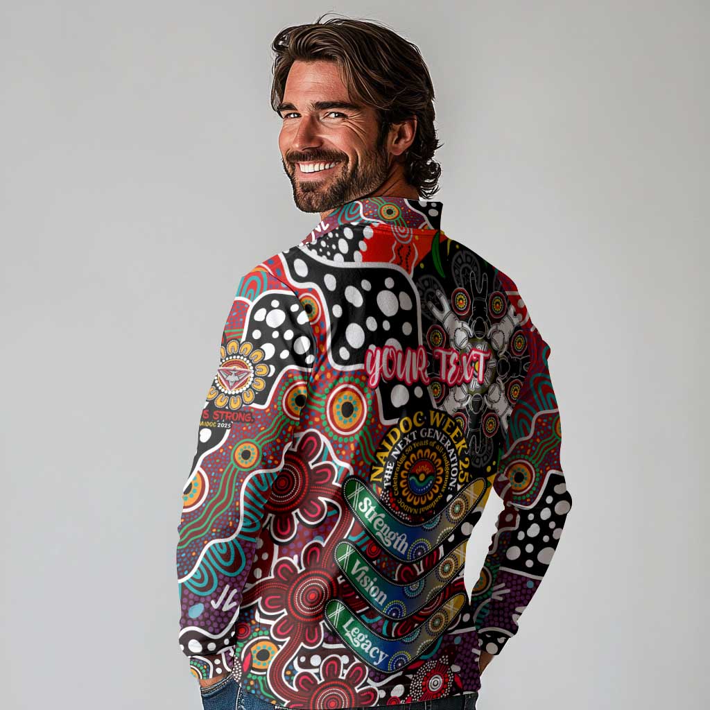Personalised Bombers AFL Celebrating 50 Years of Naidoc Long Sleeve Polo Shirt NAIDOC Week 2025 Aboriginal