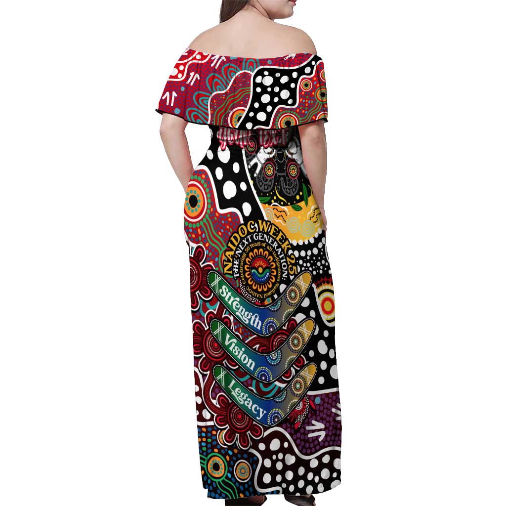 Personalised Bombers AFL Celebrating 50 Years of Naidoc Off Shoulder Maxi Dress NAIDOC Week 2025 Aboriginal