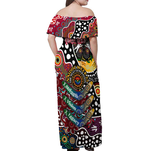 Personalised Bombers AFL Celebrating 50 Years of Naidoc Off Shoulder Maxi Dress NAIDOC Week 2025 Aboriginal