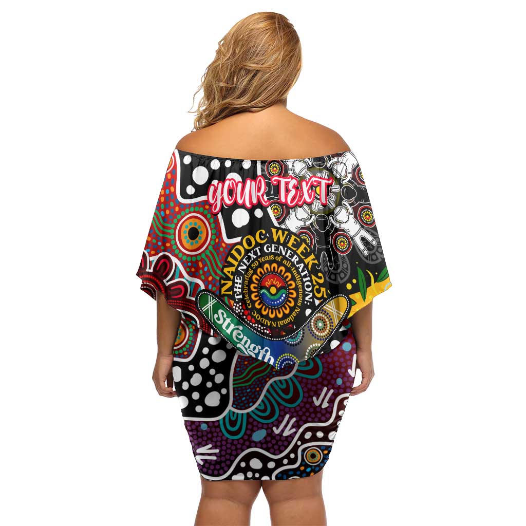 Personalised Bombers AFL Celebrating 50 Years of Naidoc Off Shoulder Short Dress NAIDOC Week 2025 Aboriginal