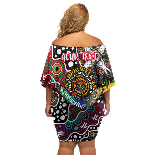 Personalised Bombers AFL Celebrating 50 Years of Naidoc Off Shoulder Short Dress NAIDOC Week 2025 Aboriginal