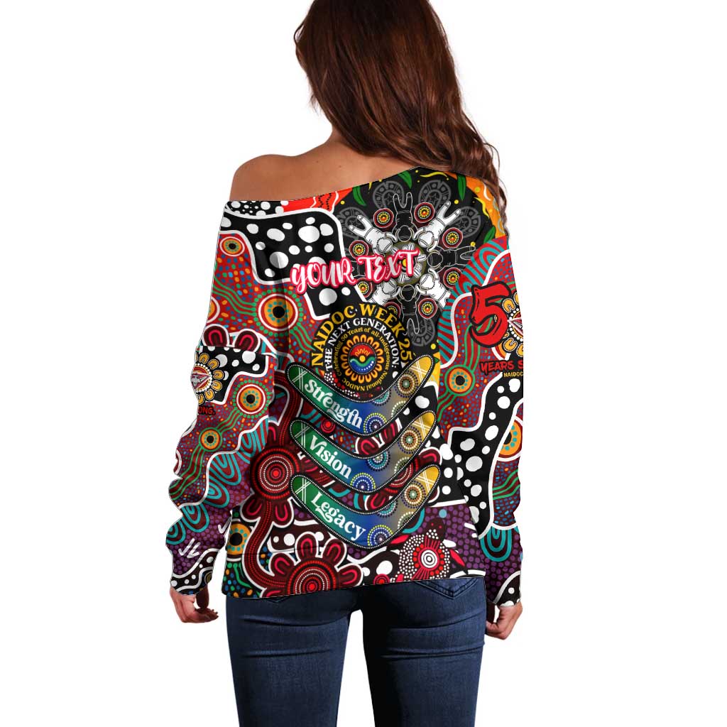 Personalised Bombers AFL Celebrating 50 Years of Naidoc Off Shoulder Sweater NAIDOC Week 2025 Aboriginal