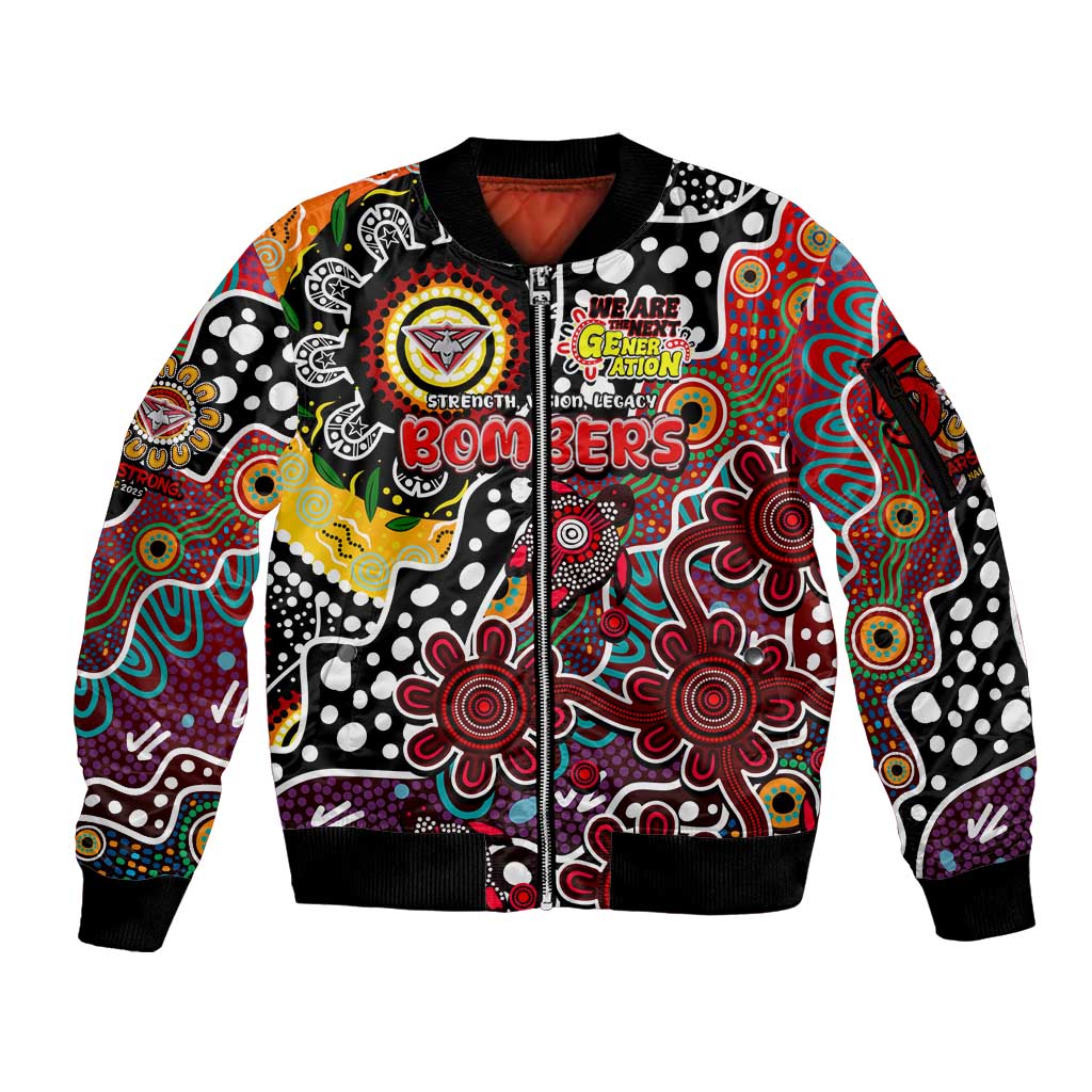 Personalised Bombers AFL Celebrating 50 Years of Naidoc Sleeve Zip Bomber Jacket NAIDOC Week 2025 Aboriginal