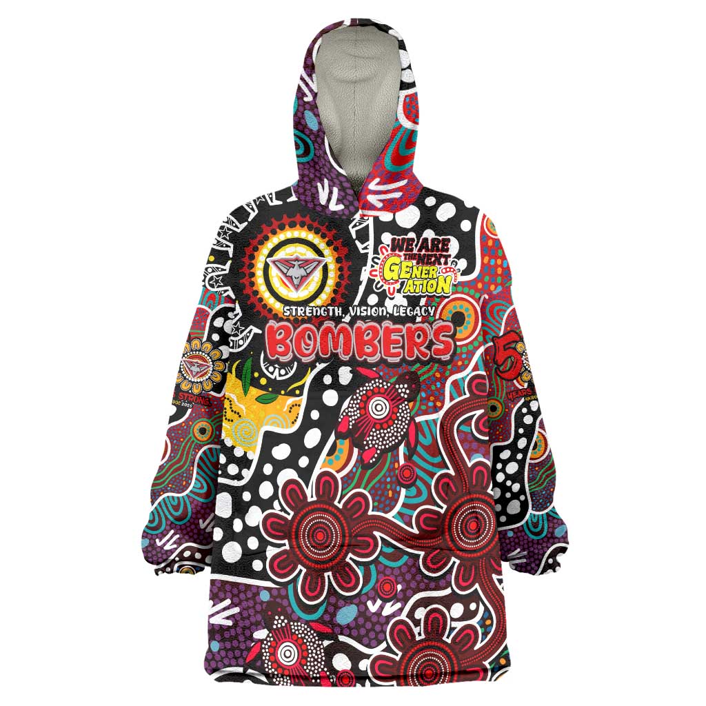 Personalised Bombers AFL Celebrating 50 Years of Naidoc Wearable Blanket Hoodie NAIDOC Week 2025 Aboriginal