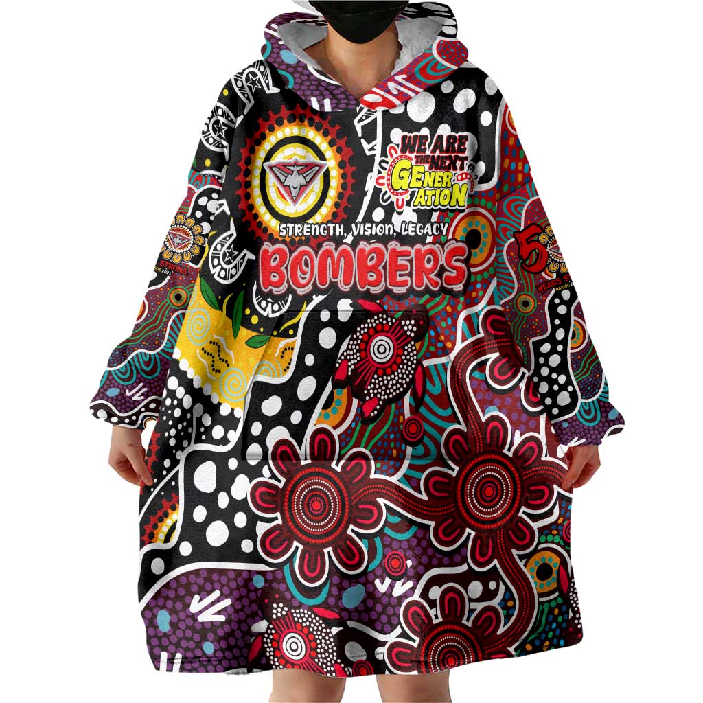 Personalised Bombers AFL Celebrating 50 Years of Naidoc Wearable Blanket Hoodie NAIDOC Week 2025 Aboriginal
