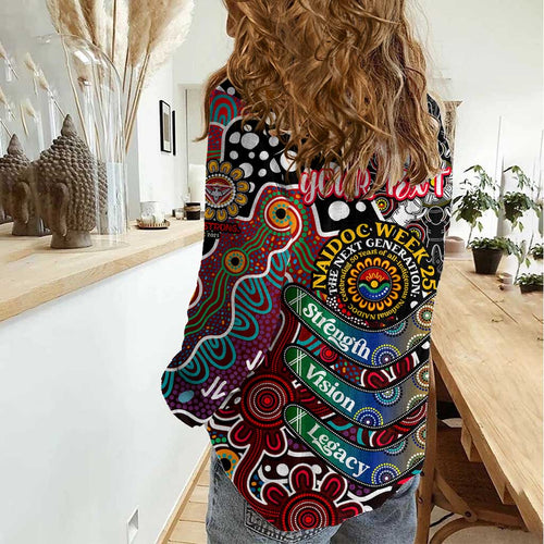 Personalised Bombers AFL Celebrating 50 Years of Naidoc Women Casual Shirt NAIDOC Week 2025 Aboriginal