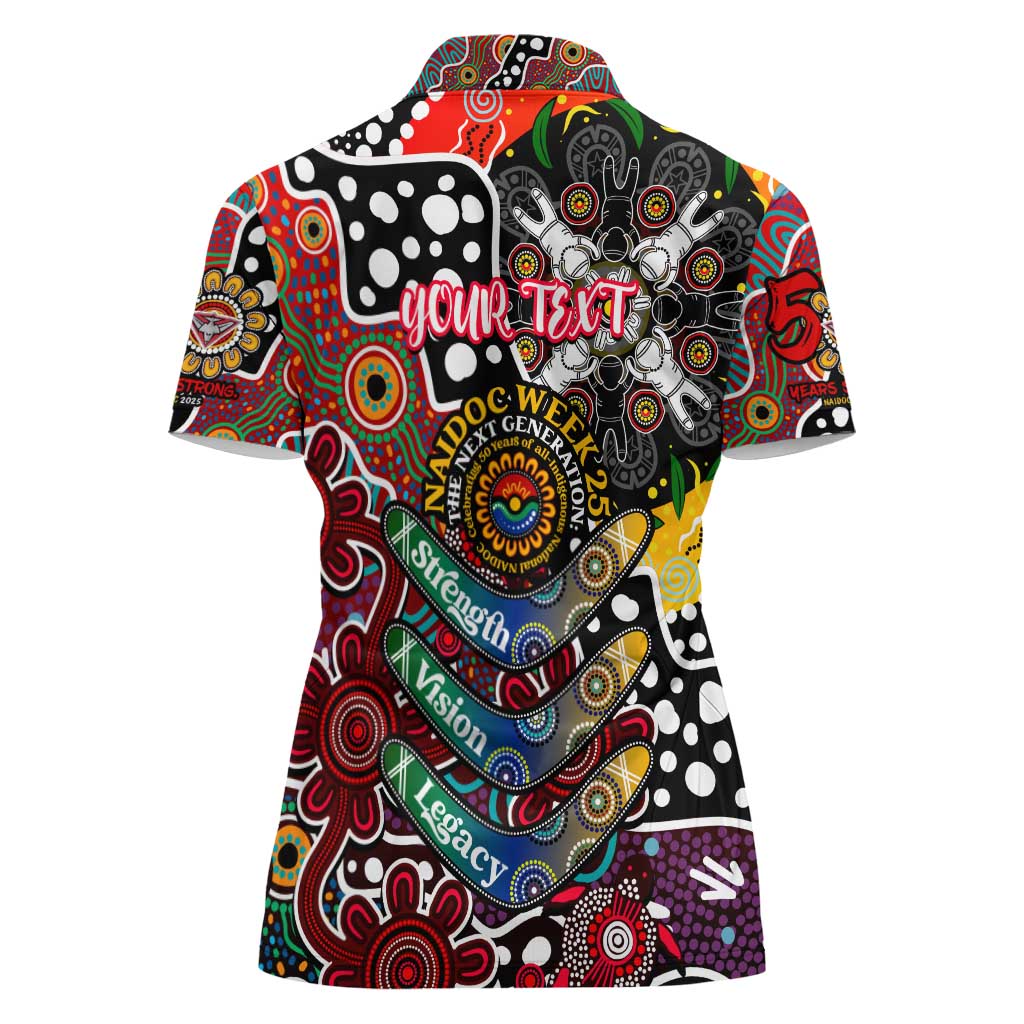 Personalised Bombers AFL Celebrating 50 Years of Naidoc Women Polo Shirt NAIDOC Week 2025 Aboriginal