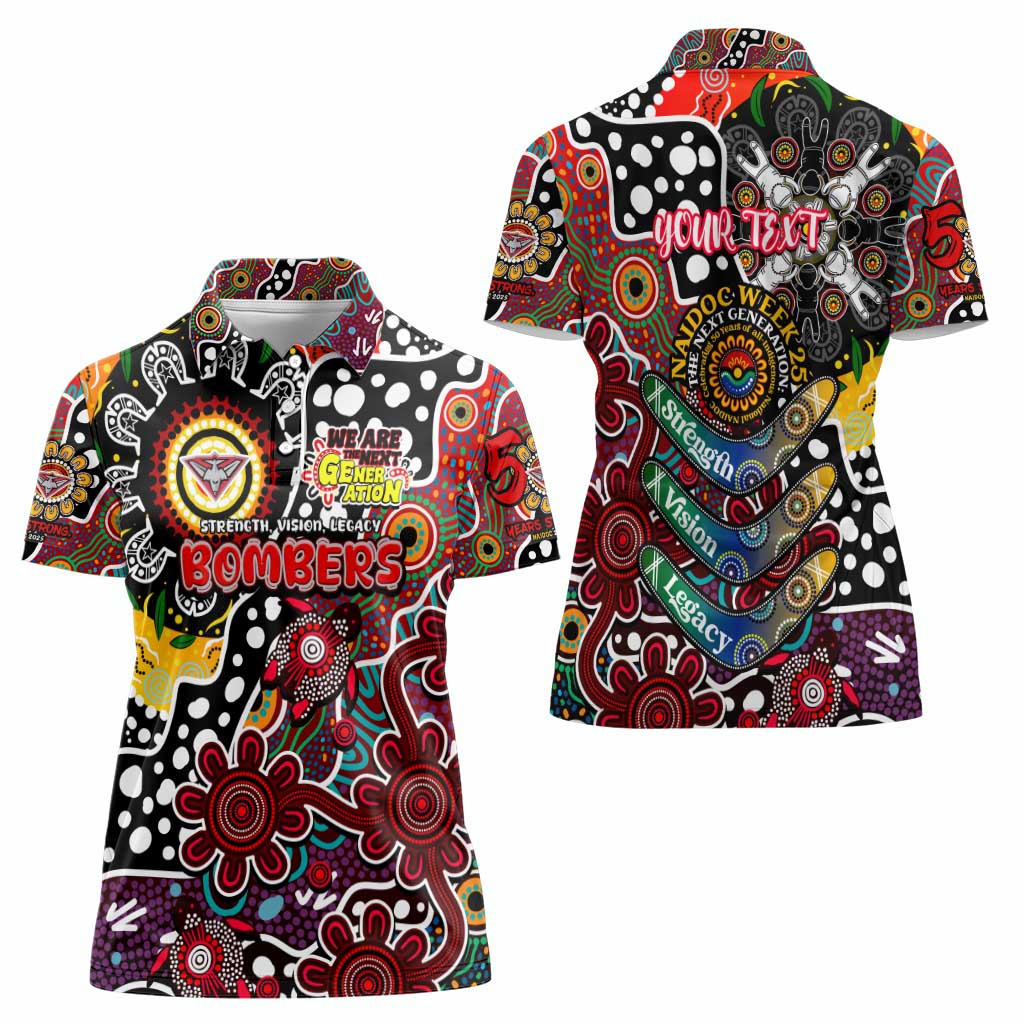 Personalised Bombers AFL Celebrating 50 Years of Naidoc Women Polo Shirt NAIDOC Week 2025 Aboriginal