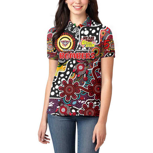 Personalised Bombers AFL Celebrating 50 Years of Naidoc Women Polo Shirt NAIDOC Week 2025 Aboriginal