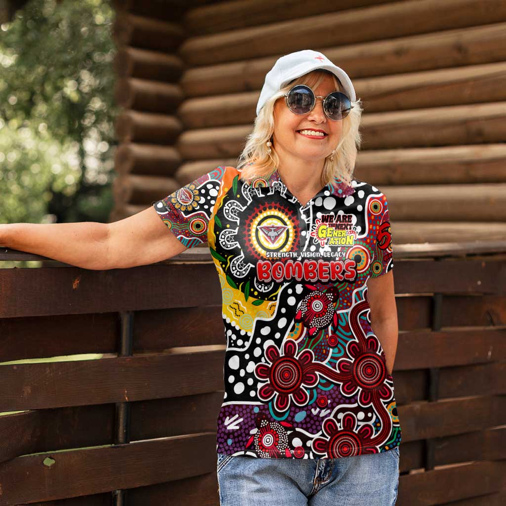 Personalised Bombers AFL Celebrating 50 Years of Naidoc Women Polo Shirt NAIDOC Week 2025 Aboriginal