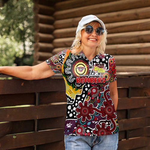 Personalised Bombers AFL Celebrating 50 Years of Naidoc Women Polo Shirt NAIDOC Week 2025 Aboriginal