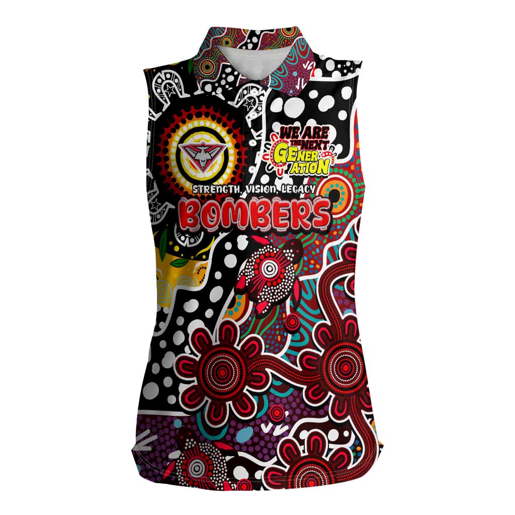 Personalised Bombers AFL Celebrating 50 Years of Naidoc Women Sleeveless Polo Shirt NAIDOC Week 2025 Aboriginal