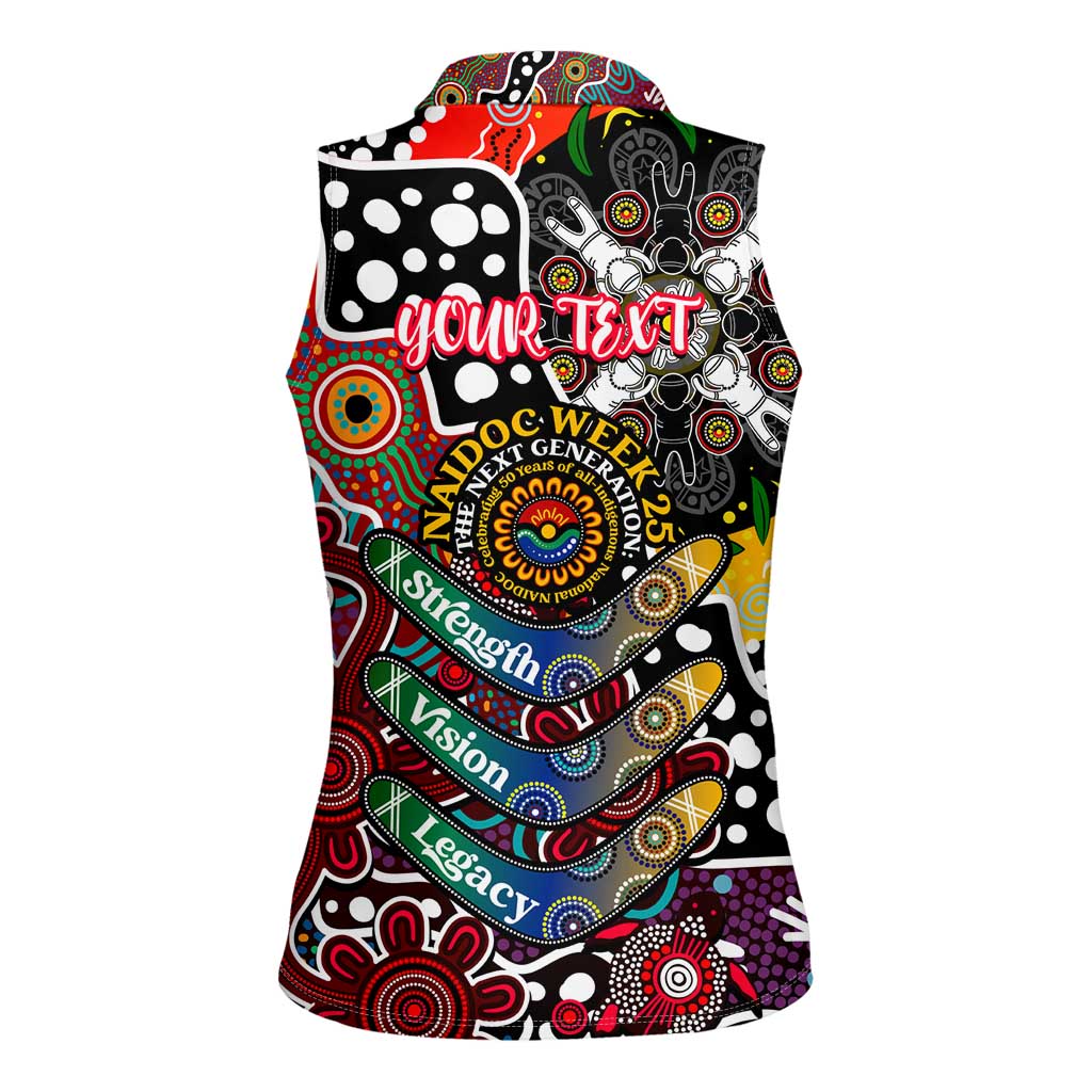 Personalised Bombers AFL Celebrating 50 Years of Naidoc Women Sleeveless Polo Shirt NAIDOC Week 2025 Aboriginal