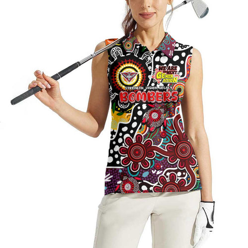 Personalised Bombers AFL Celebrating 50 Years of Naidoc Women Sleeveless Polo Shirt NAIDOC Week 2025 Aboriginal