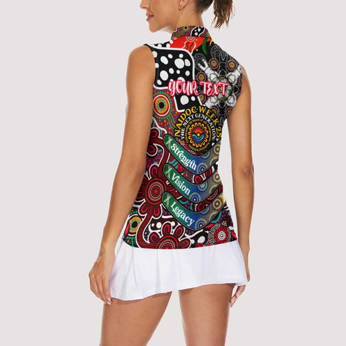 Personalised Bombers AFL Celebrating 50 Years of Naidoc Women Sleeveless Polo Shirt NAIDOC Week 2025 Aboriginal