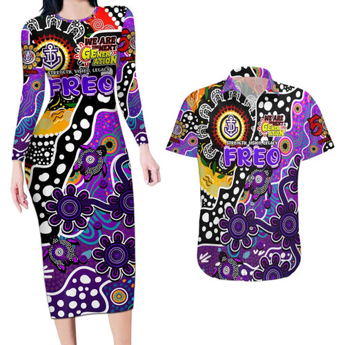 Personalised Freo AFL Celebrating 50 Years of Naidoc Couples Matching Long Sleeve Bodycon Dress and Hawaiian Shirt NAIDOC Week 2025 Aboriginal