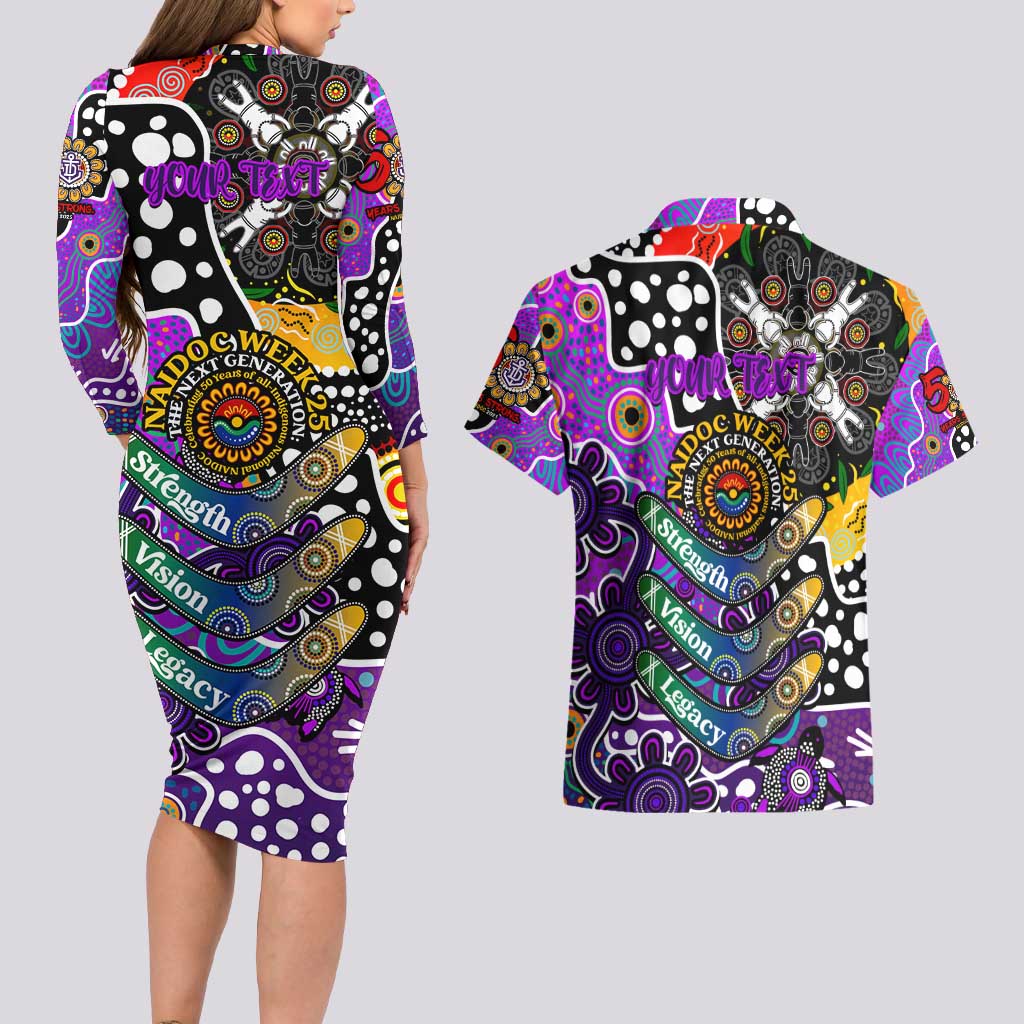 Personalised Freo AFL Celebrating 50 Years of Naidoc Couples Matching Long Sleeve Bodycon Dress and Hawaiian Shirt NAIDOC Week 2025 Aboriginal