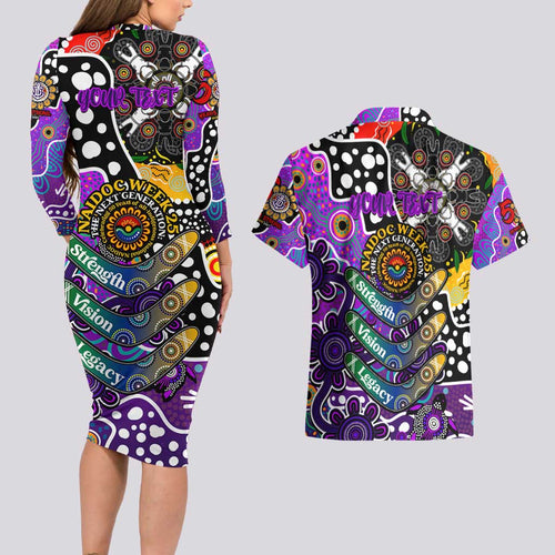 Personalised Freo AFL Celebrating 50 Years of Naidoc Couples Matching Long Sleeve Bodycon Dress and Hawaiian Shirt NAIDOC Week 2025 Aboriginal