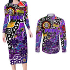 Personalised Freo AFL Celebrating 50 Years of Naidoc Couples Matching Long Sleeve Bodycon Dress and Long Sleeve Button Shirt NAIDOC Week 2025 Aboriginal
