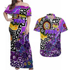 Personalised Freo AFL Celebrating 50 Years of Naidoc Couples Matching Off Shoulder Maxi Dress and Hawaiian Shirt NAIDOC Week 2025 Aboriginal