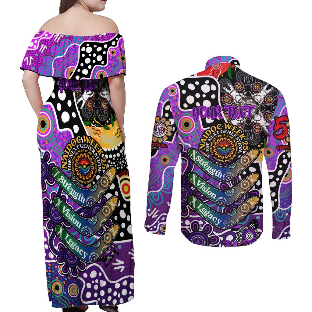 Personalised Freo AFL Celebrating 50 Years of Naidoc Couples Matching Off Shoulder Maxi Dress and Long Sleeve Button Shirt NAIDOC Week 2025 Aboriginal