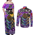 Personalised Freo AFL Celebrating 50 Years of Naidoc Couples Matching Off Shoulder Maxi Dress and Long Sleeve Button Shirt NAIDOC Week 2025 Aboriginal