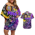 Personalised Freo AFL Celebrating 50 Years of Naidoc Couples Matching Off Shoulder Short Dress and Hawaiian Shirt NAIDOC Week 2025 Aboriginal