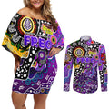 Personalised Freo AFL Celebrating 50 Years of Naidoc Couples Matching Off Shoulder Short Dress and Long Sleeve Button Shirt NAIDOC Week 2025 Aboriginal