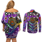 Personalised Freo AFL Celebrating 50 Years of Naidoc Couples Matching Off Shoulder Short Dress and Long Sleeve Button Shirt NAIDOC Week 2025 Aboriginal