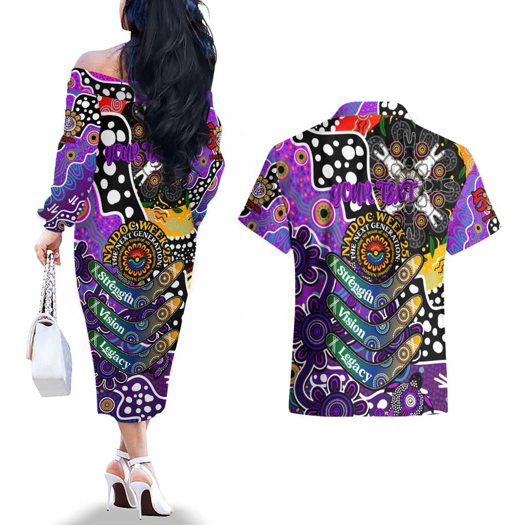 Personalised Freo AFL Celebrating 50 Years of Naidoc Couples Matching Off The Shoulder Long Sleeve Dress and Hawaiian Shirt NAIDOC Week 2025 Aboriginal