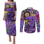 Personalised Freo AFL Celebrating 50 Years of Naidoc Couples Matching Puletasi and Long Sleeve Button Shirt NAIDOC Week 2025 Aboriginal