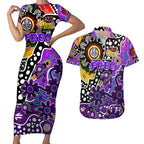 Personalised Freo AFL Celebrating 50 Years of Naidoc Couples Matching Short Sleeve Bodycon Dress and Hawaiian Shirt NAIDOC Week 2025 Aboriginal